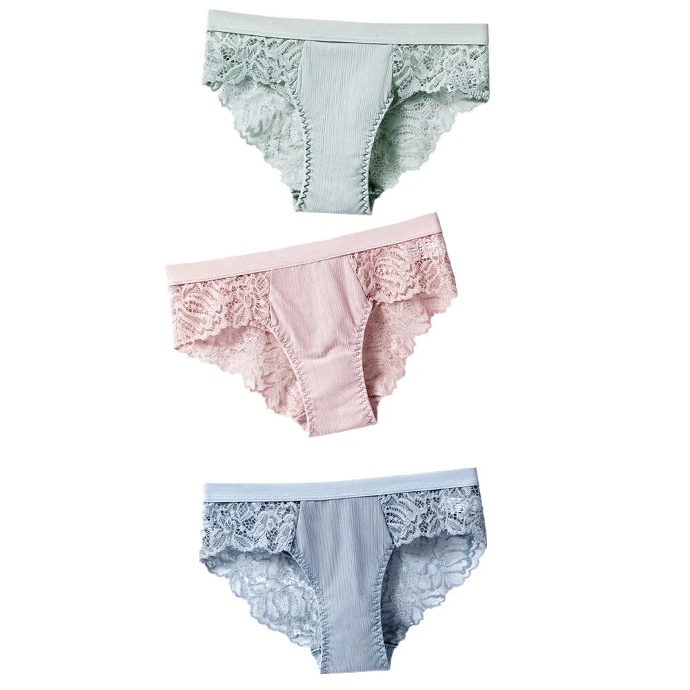 3pcs/lot Fashion Lace Panties Underwear Women Panties Sexy Briefs Seamless Lingerie Underpants Plus Size Girls Bikini Traceless