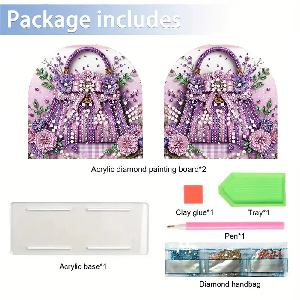 DIY Purple Bag Acrylic Napkin Holder Diamond Painting Kit for Home Table Decor