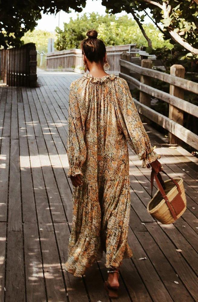 Toes in the Sand Floral Print Maxi Dress--vocosishoes