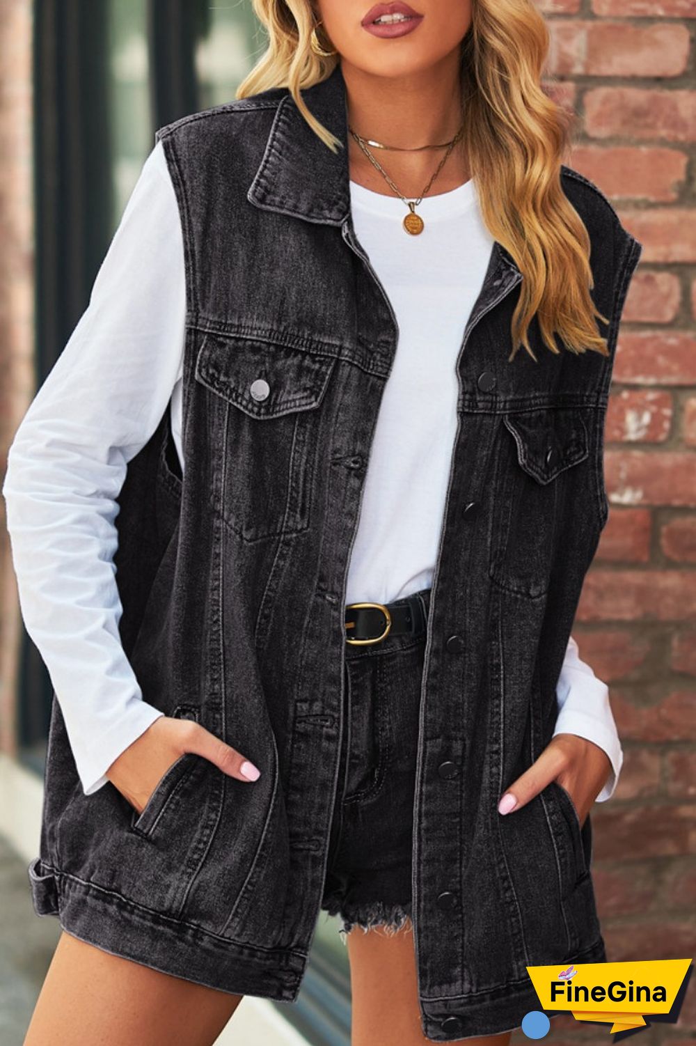 Blue Casual Solid Patchwork Turndown Collar Short Sleeve Regular Denim Jacket