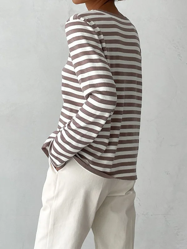 Mandy Striped Round Neck Long Sleeve Sweater main image 0