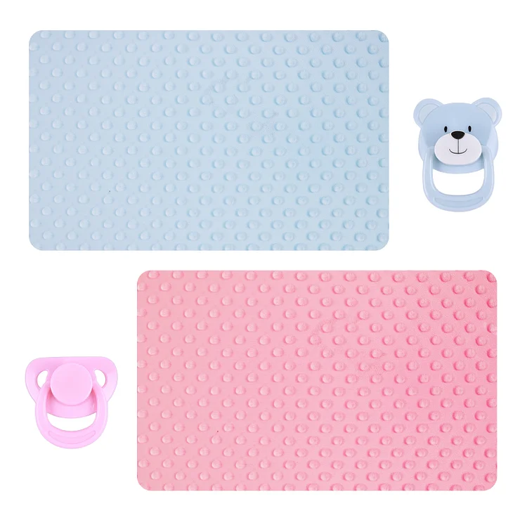 12" - 18" Blue & Pink 4 Pcs Reborn Baby Doll Blanket and Pacifier Accessories Set：Realistic Reborn Baby Dolls By Rsgdolls®