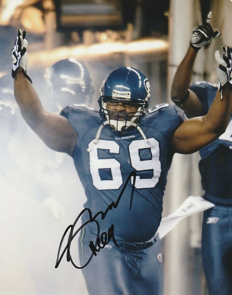 CLINTON McDONALD SIGNED SEATTLE SEAHAWKS FOOTBALL 8x10 Photo Poster painting #3 NFL AUTOGRAPH