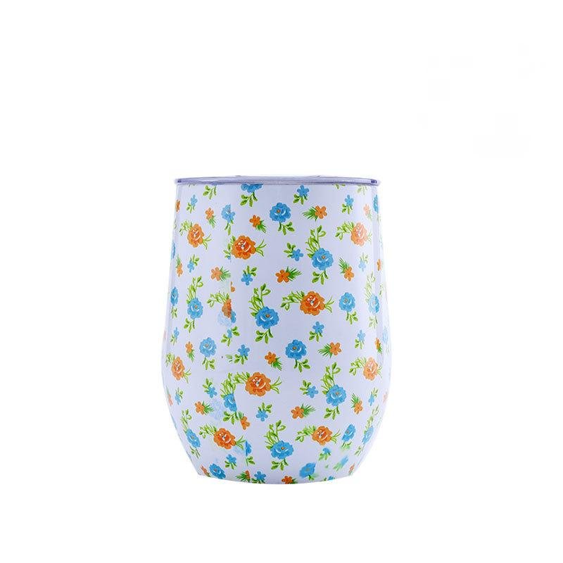 Coffee Cups-Plants and Flowers-Orange Blue Flower