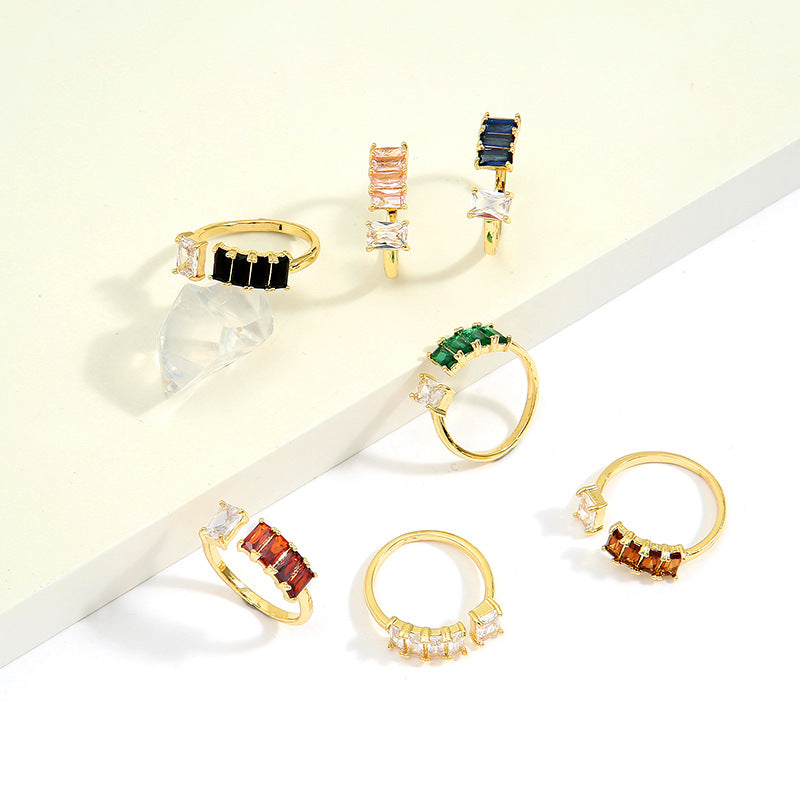 IG Style Women Diamond Metal Geometric Geometric Zircon Rings