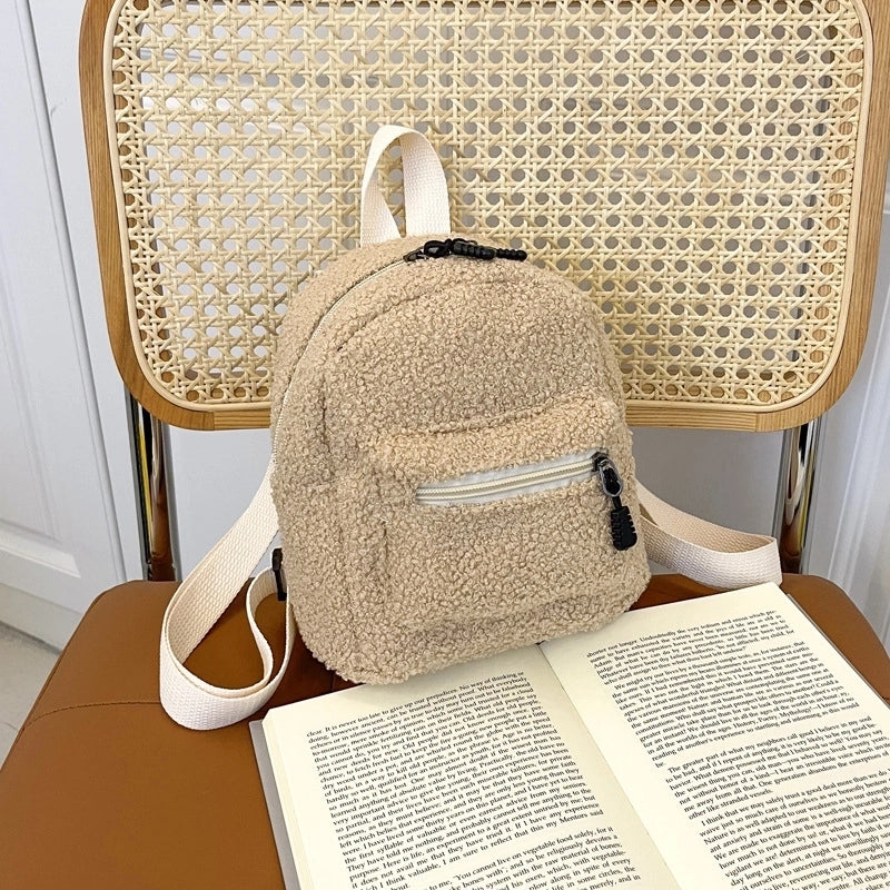 Plush Backpack Women’s Small Bag Fashion Mini Cute Student Small Schoolbag Autumn And Winter New Shopping Small Backpack