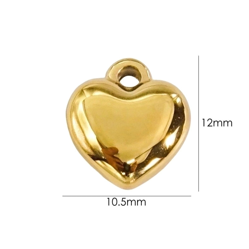 10 Pcs/Package 304 Stainless Steel 14K Gold Plated Heart Shape Pendant