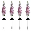 4Pcs Outdoor Solar Garden Lights Waterproof Led Violet Flower Shape Stake Light Reusable Violet Gardening Stake Lighting for Courtyard Landscape Lawn Light
