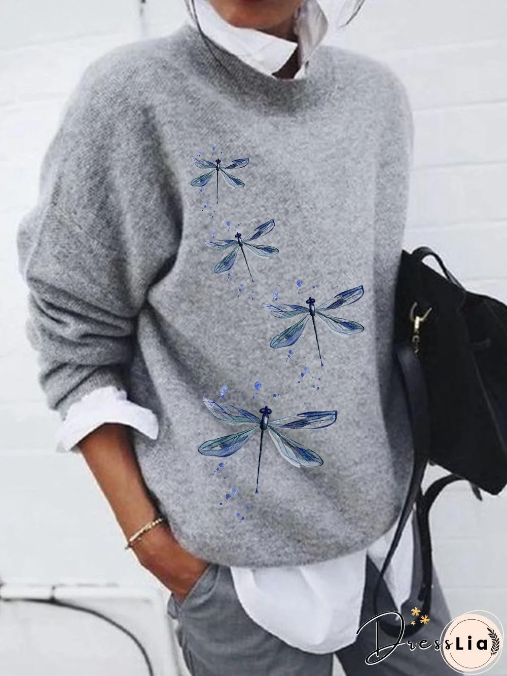Dragonfly Casual Loose Long Sleeve Sweater
