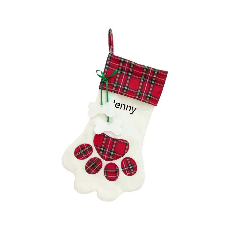 Christmas Dog Paw Stockings Personalized Name Stockings Decoration