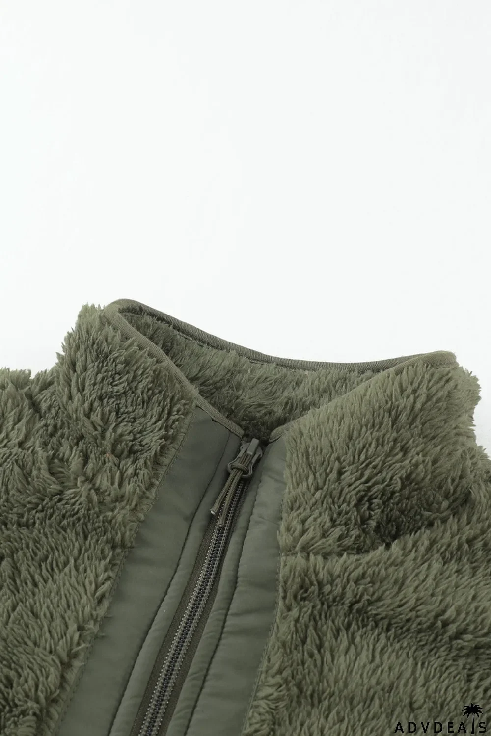 Zip Up Sherpa Coat With Pocket