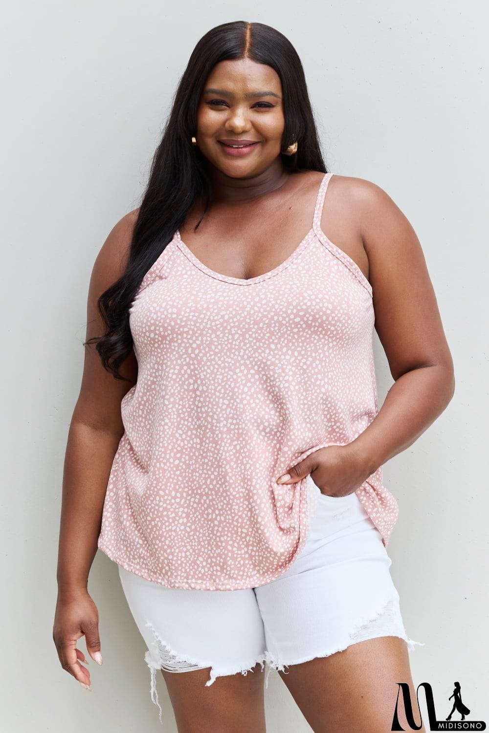 MidiSono - HOPELY High Love Spaghetting Strap V-Neck Top