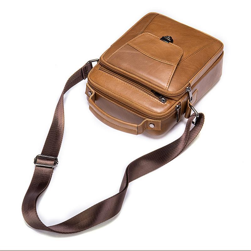 Organizational Layout Top-Handled Genuine Leather Adjustable Strap Sling Bag