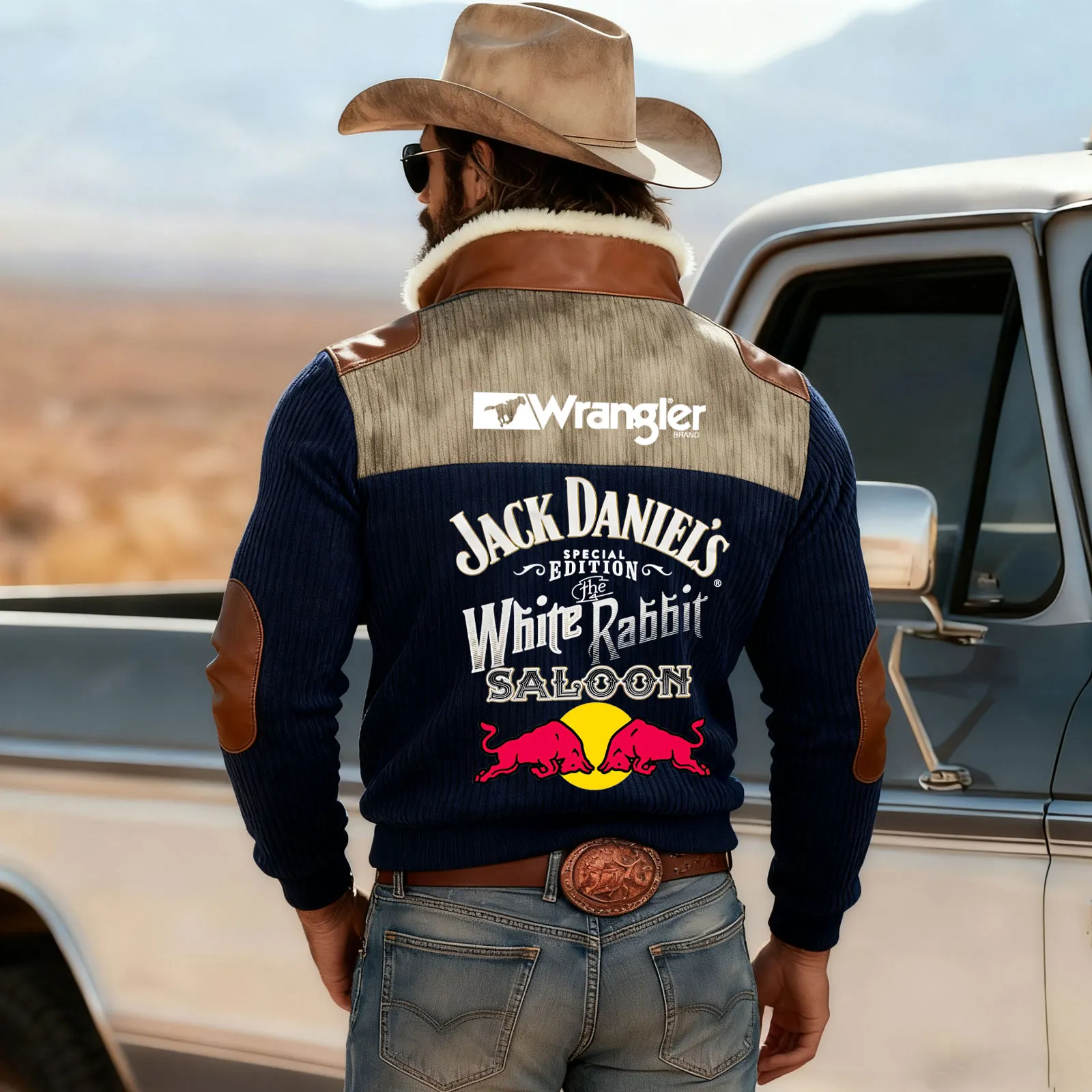 Men's Western Style Fur Collar Pullover