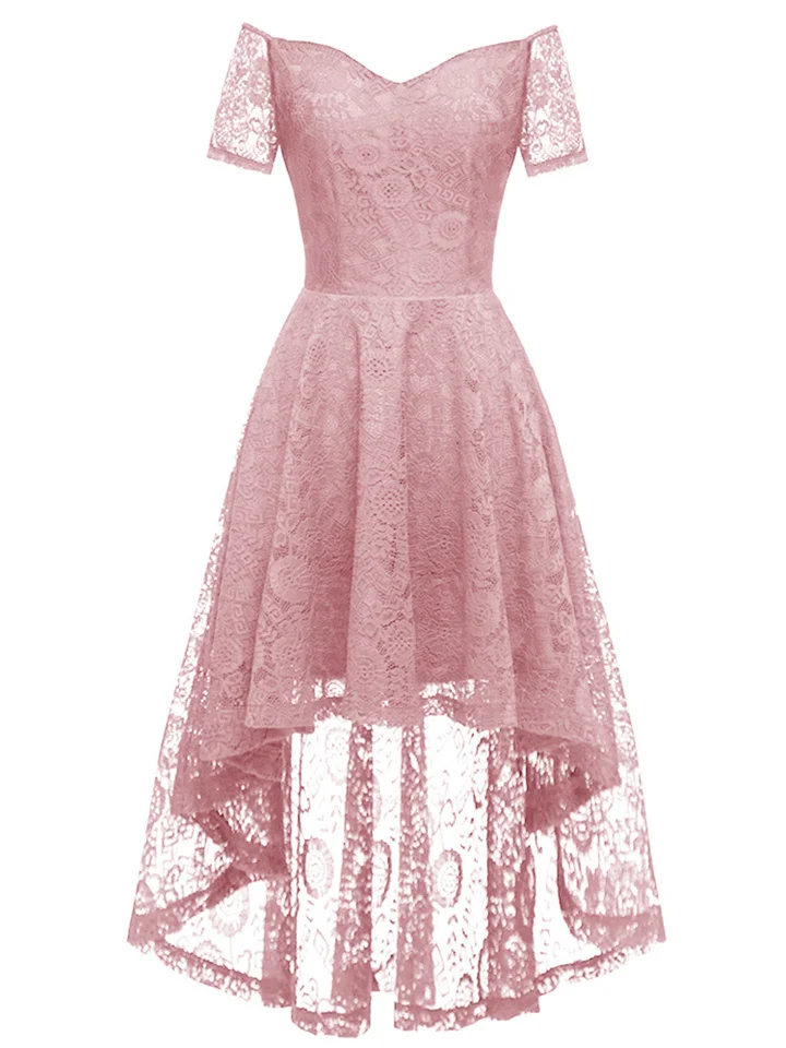 New Sexy Halter V-neck Irregular Lace Splicing Dress-JRSEE