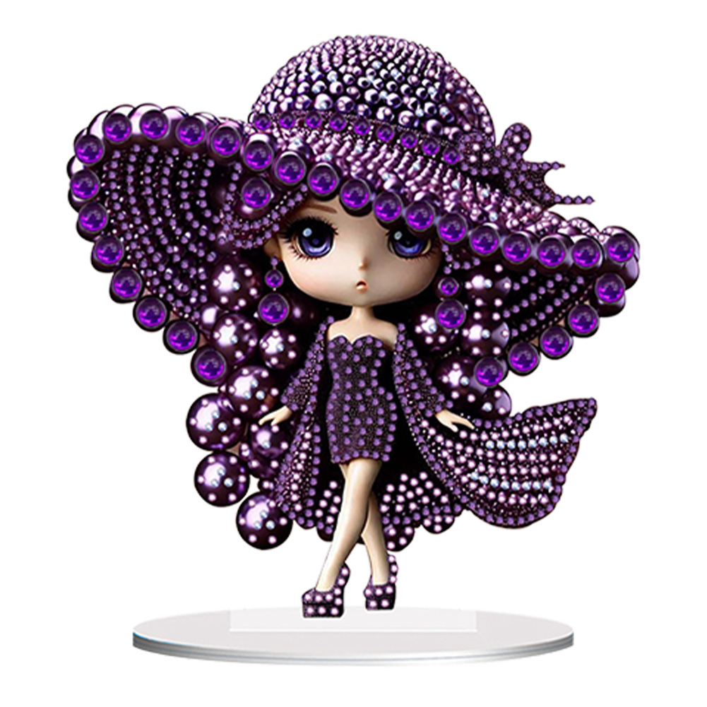 Special Shape Top Hat Girl 5D DIY Diamond Painting Art Tabletop Decorations