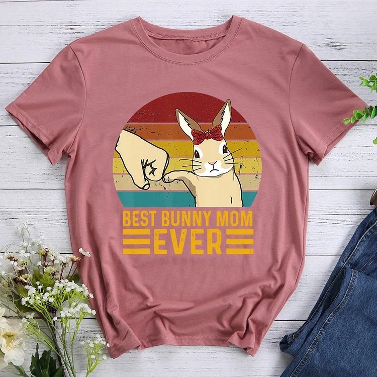 ANB - Retro Best Bunny Mom Ever Rabbit Easter Day T-shirt Tee -013313