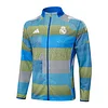 25/26 Real Madrid Blue & Green Stripe Spray long zipper  Training Jacket Set