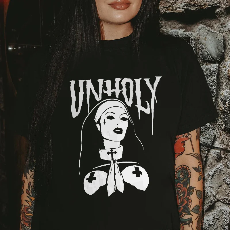 Unholy Nun Printed Women's T-shirt -  