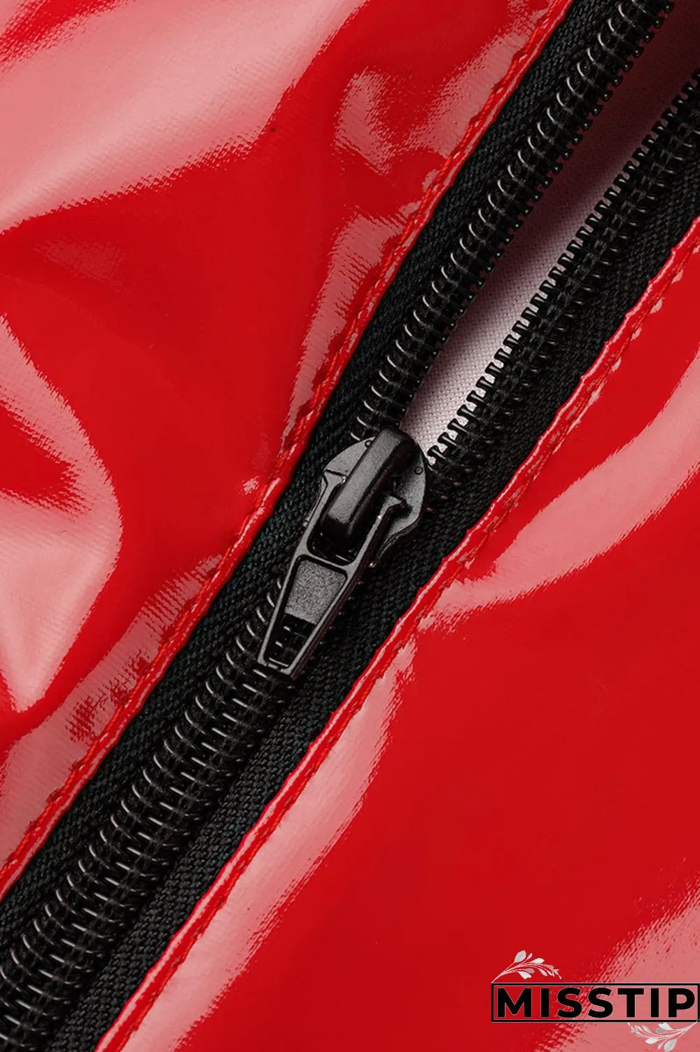 Pink Sexy High Elastic Deep V-Neck Imitation PU Dress