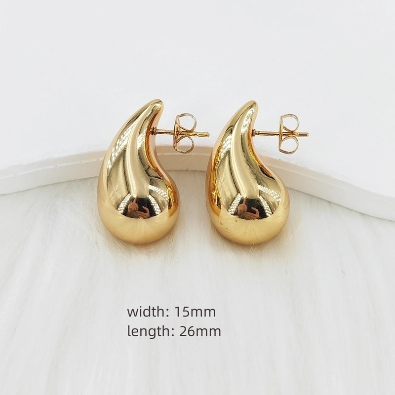 1 Pair Basic Modern Style Classic Style Water Droplets Polishing 304 Stainless Steel Steel 18K Gold Plated 24K Gold Plated Gold Plated Ear Studs