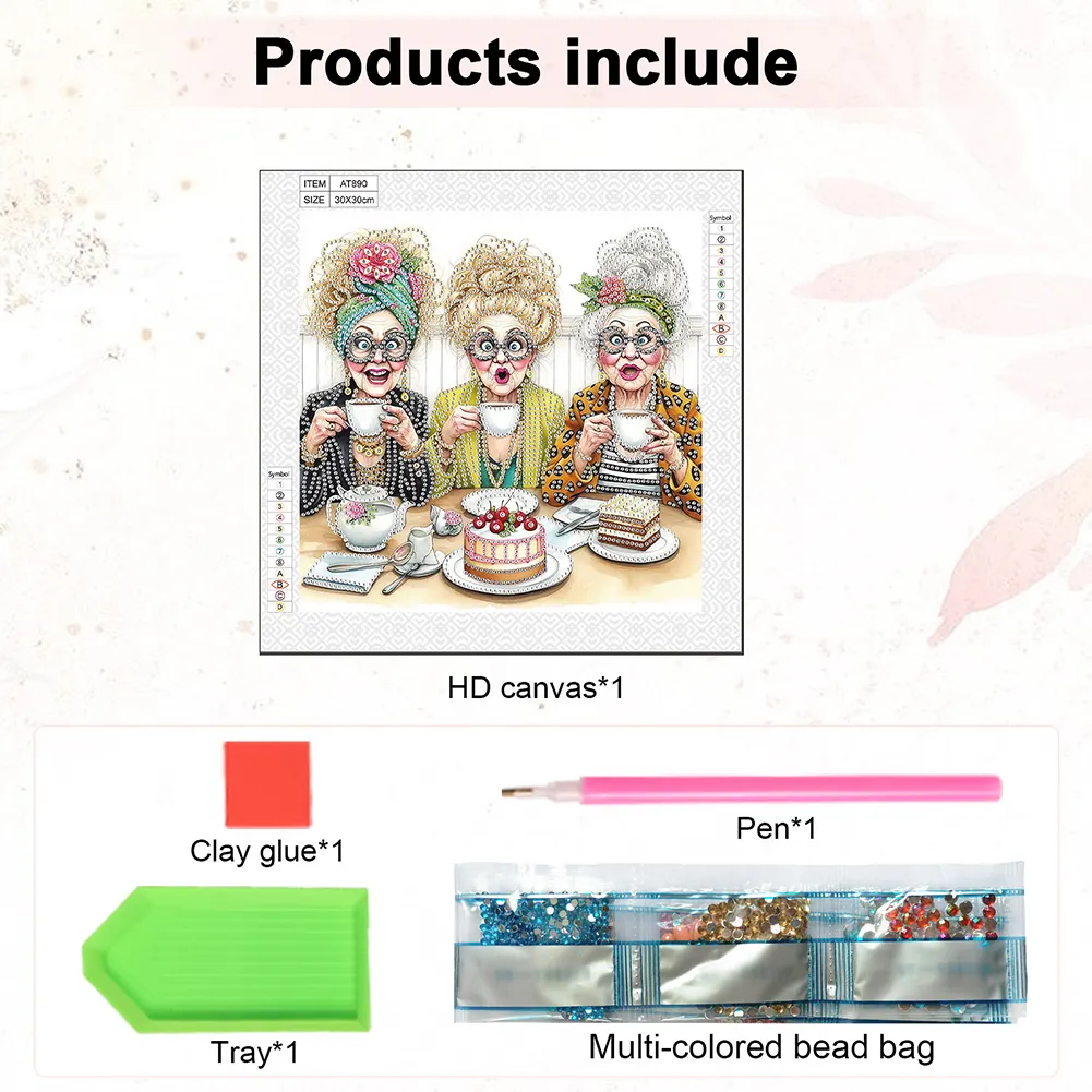 Diamond Painting - Partial Special Shaped Drill - Funny Granny(Canvas|30*30cm)