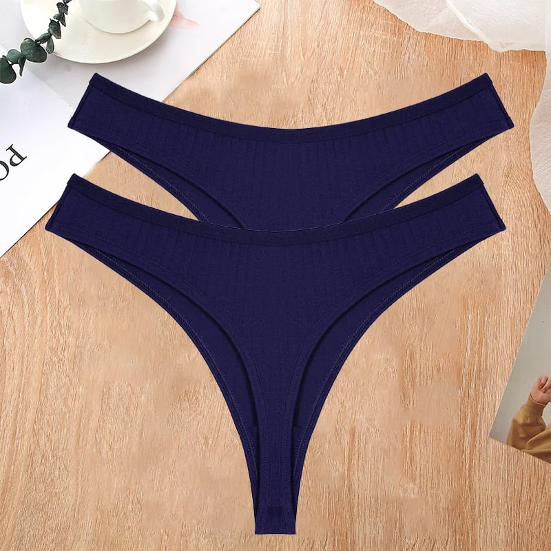 FINETOO 2PCS/Set S-XL G-string Cotton Women Lingerie Panties Thong Female Underwear Sexy Pantys Underpant Girl Intimates Thongs