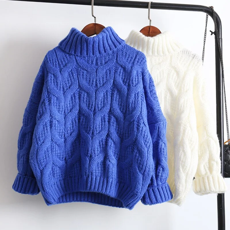 Sweater Women Pullovers Knitwear 2019 Winter Thick Casual Female Knitted Tops Pull Jumpers Oversized Woman Twist Warm Sweater