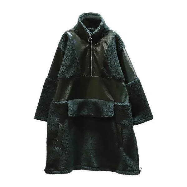 Patchwork Pockets Zipper Dress Women  New Style Temperament All Match Women Clothes