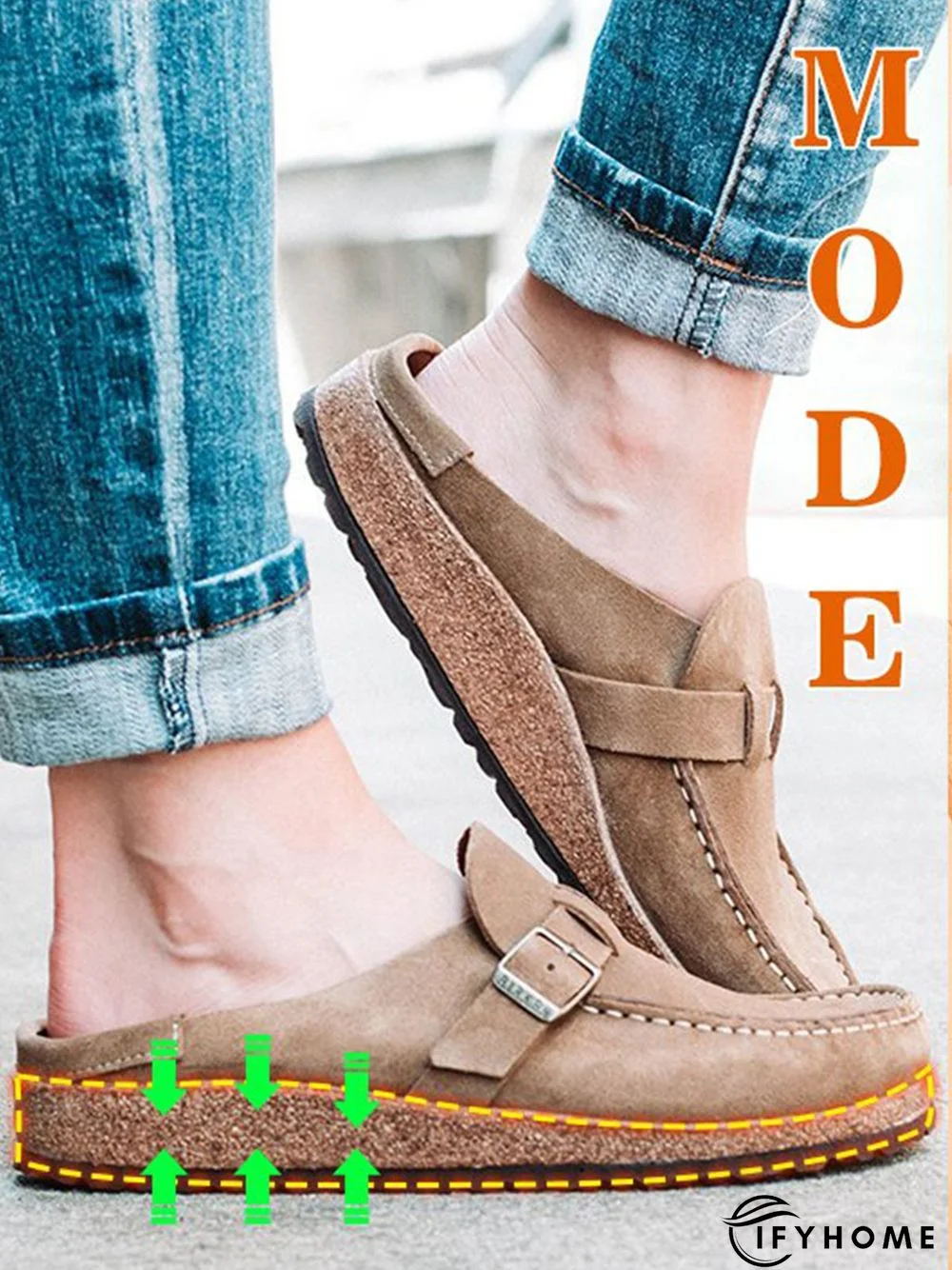 Women Soft Sole Casual Comfy Leather Slip On Sandals | IFYHOME