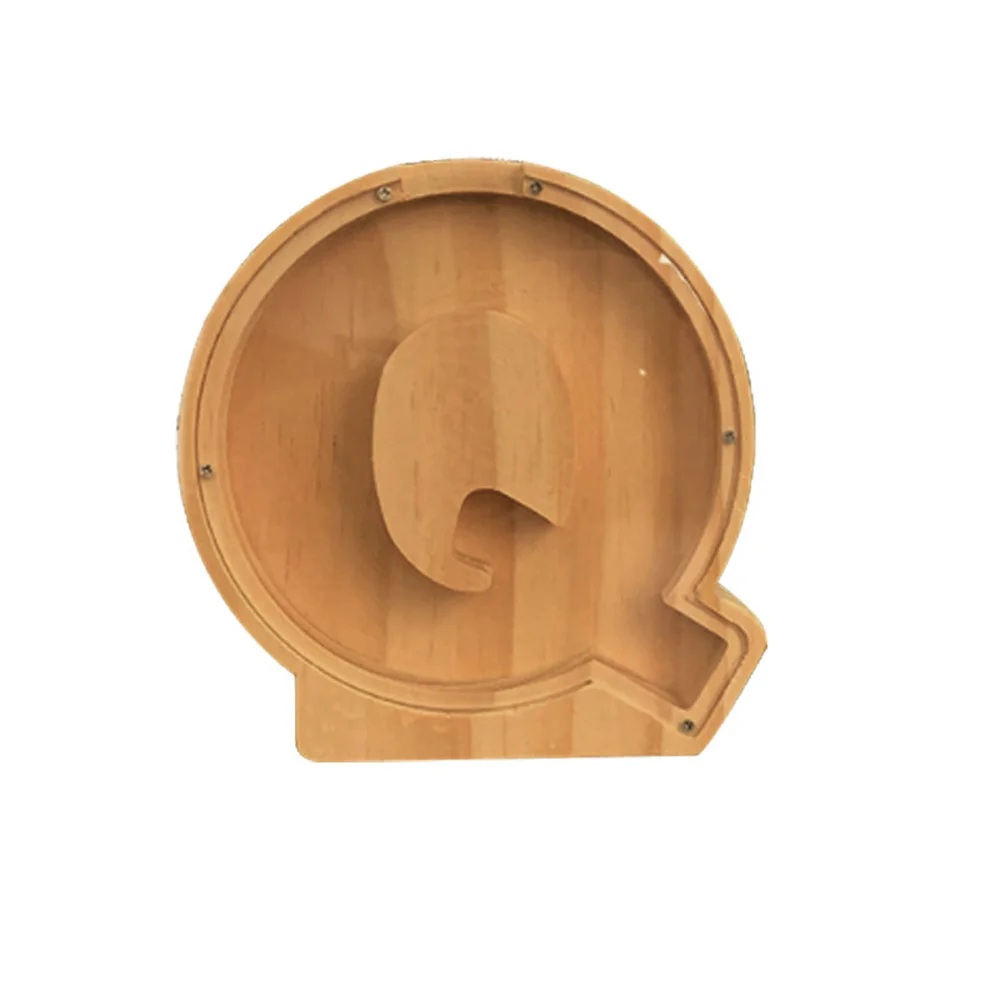 Purexcellent&trade; Wooden creative English letters transparent money jar