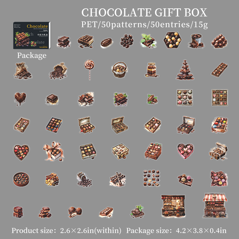  PET Sticker - Rich Chocolate Series Vintage Coffee Dessert Landscaping