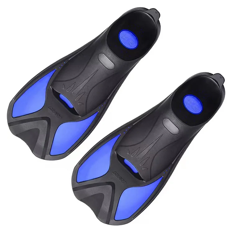 Snorkel Fins, Swim Fins Travel Size Short Adjustable for Snorkeling Diving Adult Men Women Kids Open Heel Swimming Flippers