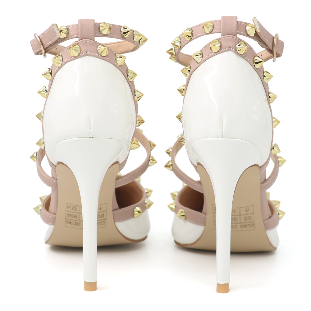 4" Rivets Studs Summer Strappy Shoes Party Wedding Heeled Sandals-MERUMOTE