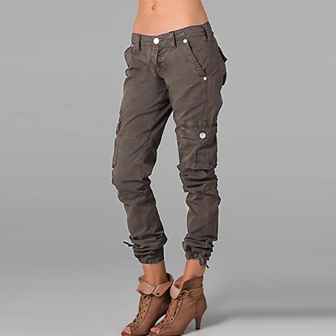 Brownm Street Hipster Color Patchwork Pocket Zipper Women's Casual Pants