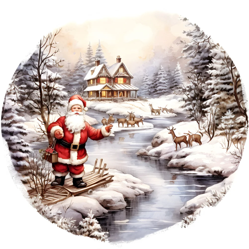Full Round Diamond Painting - Santa in The Snow(Canvas|30*30cm)