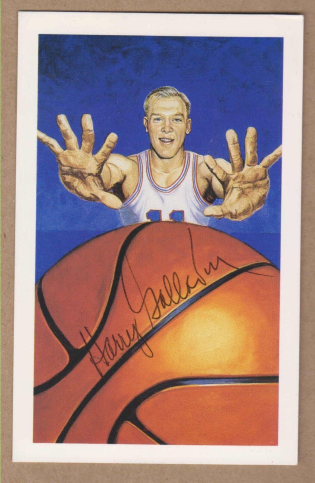 Harry Gallatin signed Basketball HOF postcard card#03392-New York Knicks(DEC)