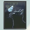 Bead Embroidery - Full Printed 9CT Blck Cat and Butterfly Cross Stitch Kit(52x340 CM)