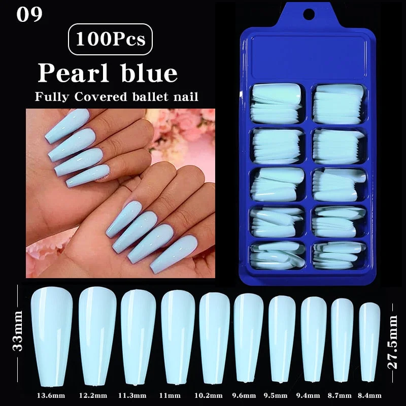 100Pcs Black White False Nail Tips Full Cover Acrylic Almond Coffin Candy Colorful Fake Nails Tip Manicure Extension Nail Tool-Nail Inspo