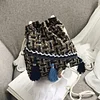 Indie Cotton Knitting Tassels Women's Cross Shoulder Bucket Bag