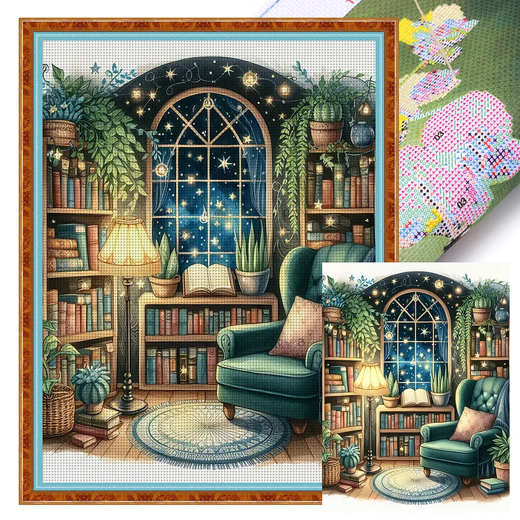 Warm Study (50*65cm) 11CT Stamped Cross Stitch gbfke