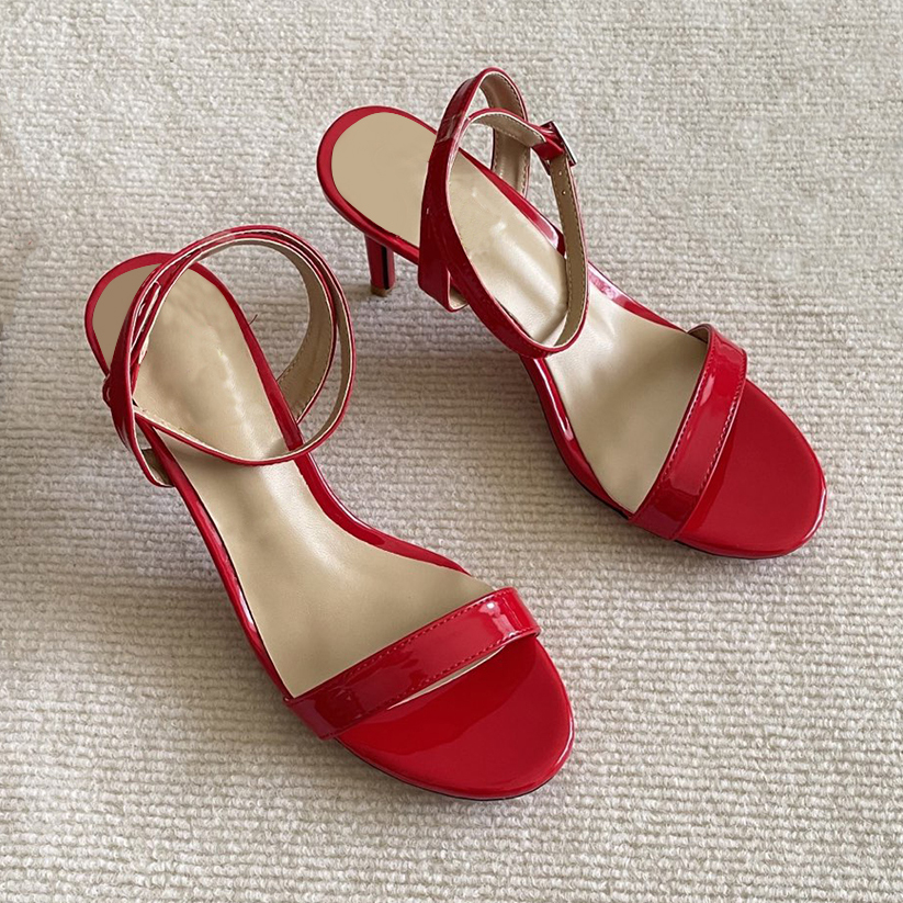 65mm Women's Sandals Red Bottom High Heels Open Toe Ankle Strap Shoes Sandals-MERUMOTE