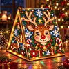 DIY Wooden Diamond Painting Pearl Tent House with Lights, Holiday Tabletop Art Craft Kit with String Lights, Christmas Home Decor Gift