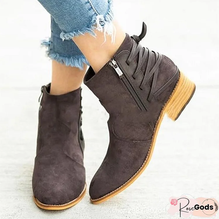 Fashion Lace-Up Embellishment Booties