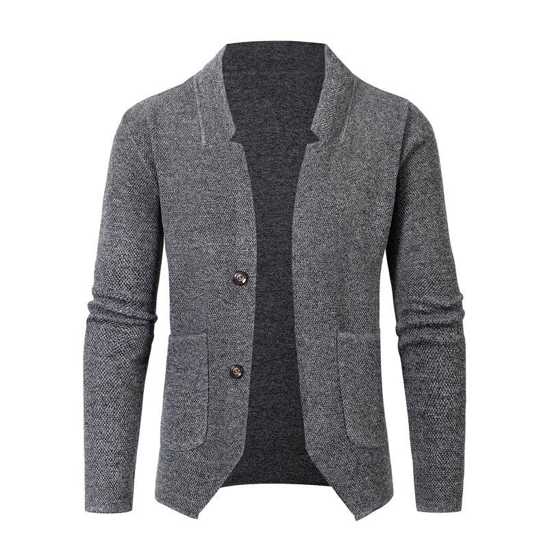 Men's Suit Collar Casual Long Sleeve Knit Cardigan
