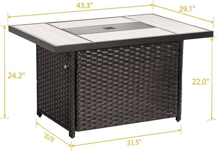 Outdoor 43" 50,000 BTU Gas Fire Pit Table