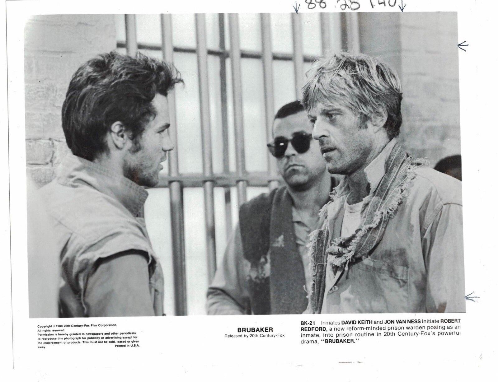 Robert Redford Brubaker Movie 1980's USED Television Press Photo Poster painting