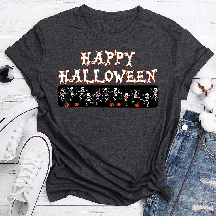 Happy Halloween Skeleton Party T-shirt Tee -06740