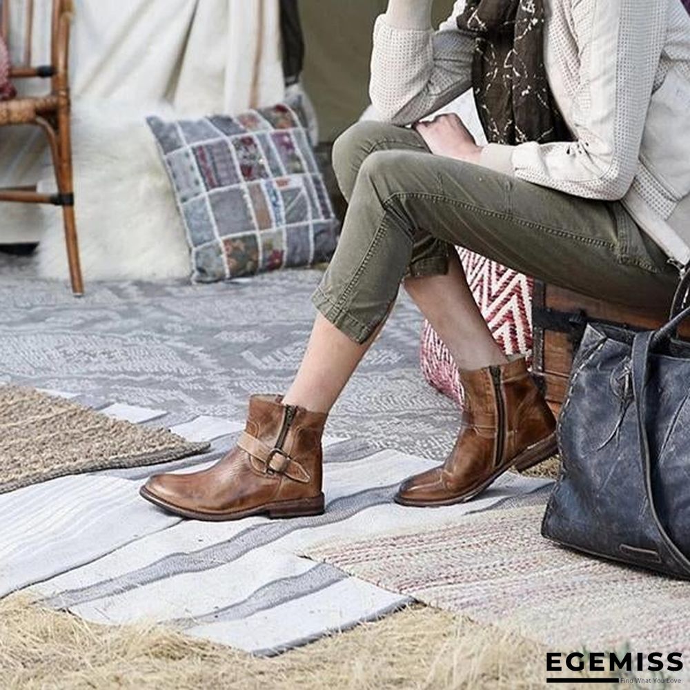 Fashion Zipper Low Heel Martin Boots | EGEMISS