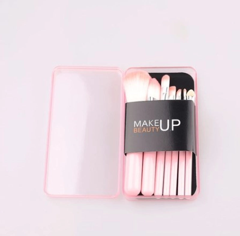 Corrugated Nylon Wool Plastic Handgrip Makeup Brushes 1 Set